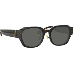 Linda Farrow - Ramon Rectangular Sunglasses in Black - LFL1270C1SUN - Eyewear - Avvenice^ Sunglasses