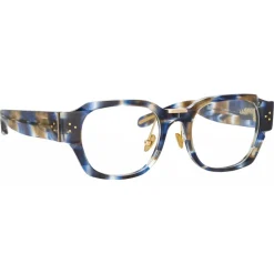 Linda Farrow - Ramon Rectangular Optical Glasses in Blue Tortoiseshell - LFL1270C6OPT - Eyewear - Avvenice^ Sunglasses