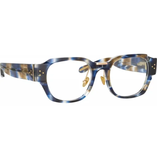 Linda Farrow - Ramon Rectangular Optical Glasses in Blue Tortoiseshell - LFL1270C6OPT - Eyewear - Avvenice^ Sunglasses