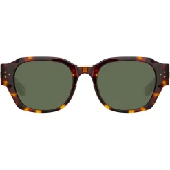 Linda Farrow - Ramon Rectangular Sunglasses in Tortoiseshell - LFL1270C2SUN - Eyewear - Avvenice