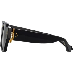 Linda Farrow - Ramon Rectangular Sunglasses in Black - LFL1270C1SUN - Eyewear - Avvenice^ Sunglasses
