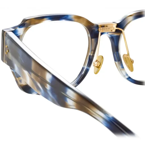Linda Farrow - Ramon Rectangular Optical Glasses in Blue Tortoiseshell - LFL1270C6OPT - Eyewear - Avvenice^ Sunglasses