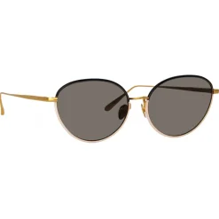 Linda Farrow - Regina Cat Eye Sunglasses in Black - LFL1408C3SUN - Eyewear - Avvenice^ Sunglasses