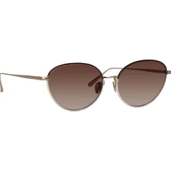 Linda Farrow - Regina Cat Eye Sunglasses in Mocha - LFL1408C4SUN - Eyewear - Avvenice