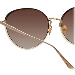 Linda Farrow - Regina Cat Eye Sunglasses in Mocha - LFL1408C4SUN - Eyewear - Avvenice