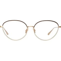 Linda Farrow - Regina Cat Eye Optical Glasses in Light Gold - LFL1408C2OPT - Eyewear - Avvenice^ Sunglasses