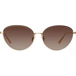 Linda Farrow - Regina Cat Eye Sunglasses in Mocha - LFL1408C4SUN - Eyewear - Avvenice