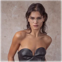 Linda Farrow - Regina Cat Eye Optical Glasses in Light Gold - LFL1408C2OPT - Eyewear - Avvenice^ Sunglasses