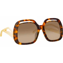 Linda Farrow - Renata Oversized Sunglasses in Tortoiseshell - LFL1126C2SUN - Eyewear - Avvenice^ Sunglasses