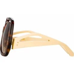 Linda Farrow - Renata Oversized Sunglasses in Tortoiseshell - LFL1126C2SUN - Eyewear - Avvenice^ Sunglasses