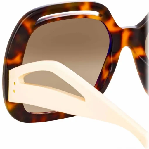Linda Farrow - Renata Oversized Sunglasses in Tortoiseshell - LFL1126C2SUN - Eyewear - Avvenice^ Sunglasses