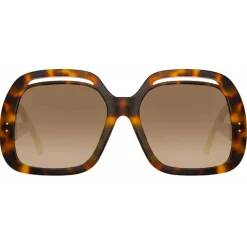 Linda Farrow - Renata Oversized Sunglasses in Tortoiseshell - LFL1126C2SUN - Eyewear - Avvenice^ Sunglasses