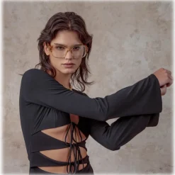 Linda Farrow - Renee Oversized Optical Frame in Saffron - LFL1293C2OPT - Eyewear - Avvenice^ Sunglasses