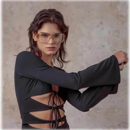 Linda Farrow - Renee Oversized Optical Frame in Saffron - LFL1293C2OPT - Eyewear - Avvenice^ Sunglasses