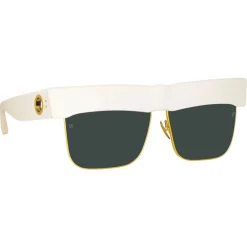 Linda Farrow - Rosalie Oversized Sunglasses in Cream - LFL1284C3SUN - Eyewear - Avvenice