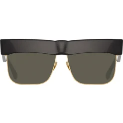 Linda Farrow - Rosalie Oversized Sunglasses in Black - LFL1284C1SUN - Eyewear - Avvenice^ Sunglasses