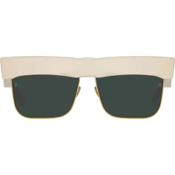 Linda Farrow - Rosalie Oversized Sunglasses in Cream - LFL1284C3SUN - Eyewear - Avvenice