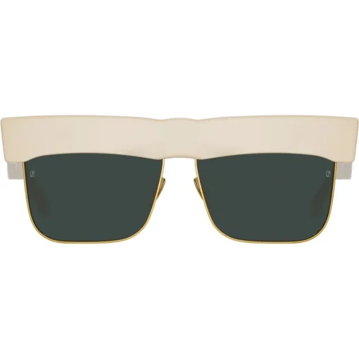 Linda Farrow - Rosalie Oversized Sunglasses in Cream - LFL1284C3SUN - Eyewear - Avvenice