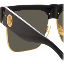 Linda Farrow - Rosalie Oversized Sunglasses in Black - LFL1284C1SUN - Eyewear - Avvenice^ Sunglasses