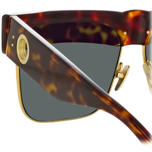 Linda Farrow - Rosalie Oversized Sunglasses in Tortoiseshell - LFL1284C2SUN - Eyewear - Avvenice^ Sunglasses