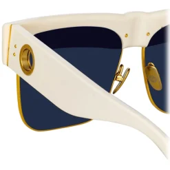 Linda Farrow - Rosalie Oversized Sunglasses in Cream - LFL1284C3SUN - Eyewear - Avvenice