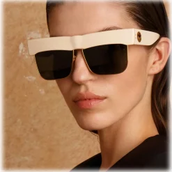 Linda Farrow - Rosalie Oversized Sunglasses in Cream - LFL1284C3SUN - Eyewear - Avvenice