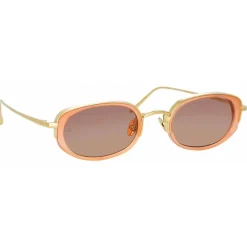 Linda Farrow - Rosie Oval Sunglasses in Nectarine - LFL1142C3SUN - Eyewear - Avvenice^ Sunglasses