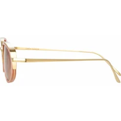 Linda Farrow - Rosie Oval Sunglasses in Nectarine - LFL1142C3SUN - Eyewear - Avvenice^ Sunglasses