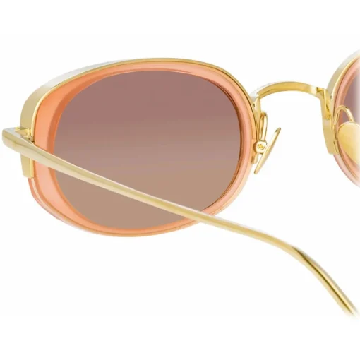 Linda Farrow - Rosie Oval Sunglasses in Nectarine - LFL1142C3SUN - Eyewear - Avvenice^ Sunglasses