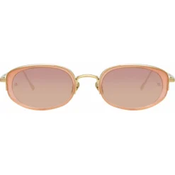Linda Farrow - Rosie Oval Sunglasses in Nectarine - LFL1142C3SUN - Eyewear - Avvenice^ Sunglasses