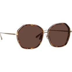 Linda Farrow - Rowe Oversize Sunglasses in Light Gold - LFL1432C2SUN - Eyewear - Avvenice