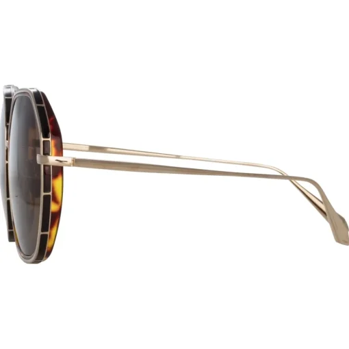 Linda Farrow - Rowe Oversize Sunglasses in Light Gold - LFL1432C2SUN - Eyewear - Avvenice