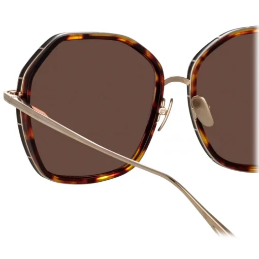 Linda Farrow - Rowe Oversize Sunglasses in Light Gold - LFL1432C2SUN - Eyewear - Avvenice