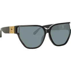 Linda Farrow - Sabine Oversized Sunglasses in Black - LFL1298C1SUN - Eyewear - Avvenice