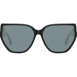 Linda Farrow - Sabine Oversized Sunglasses in Black - LFL1298C1SUN - Eyewear - Avvenice
