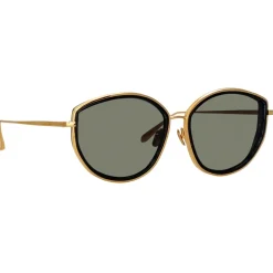 Linda Farrow - Samara Cat Eye Sunglasses in Yellow Gold - LFL1420C3OPT - Eyewear - Avvenice^ Sunglasses