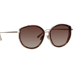 Linda Farrow - Samara Cat Eye Sunglasses in Light Gold Tortoiseshell - LFL1396C2SUN - Eyewear - Avvenice