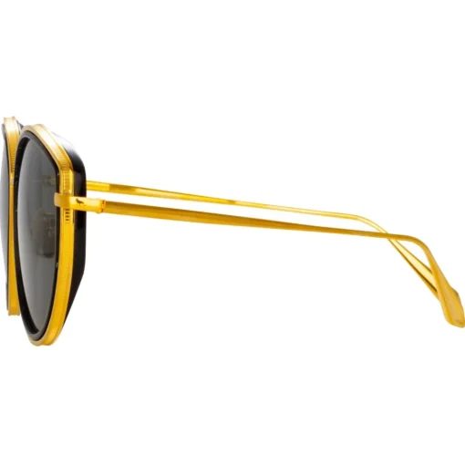 Linda Farrow - Samara Cat Eye Sunglasses in Yellow Gold - LFL1420C3OPT - Eyewear - Avvenice^ Sunglasses