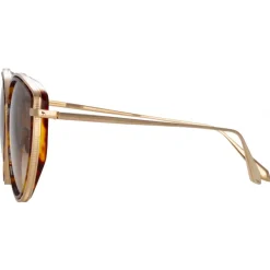 Linda Farrow - Samara Cat Eye Sunglasses in Light Gold Tortoiseshell - LFL1396C2SUN - Eyewear - Avvenice
