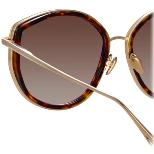 Linda Farrow - Samara Cat Eye Sunglasses in Light Gold Tortoiseshell - LFL1396C2SUN - Eyewear - Avvenice