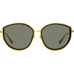 Linda Farrow - Samara Cat Eye Sunglasses in Yellow Gold - LFL1420C3OPT - Eyewear - Avvenice^ Sunglasses