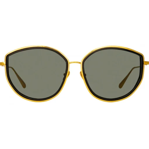 Linda Farrow - Samara Cat Eye Sunglasses in Yellow Gold - LFL1420C3OPT - Eyewear - Avvenice^ Sunglasses
