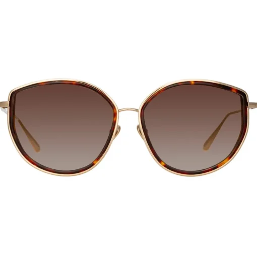 Linda Farrow - Samara Cat Eye Sunglasses in Light Gold Tortoiseshell - LFL1396C2SUN - Eyewear - Avvenice