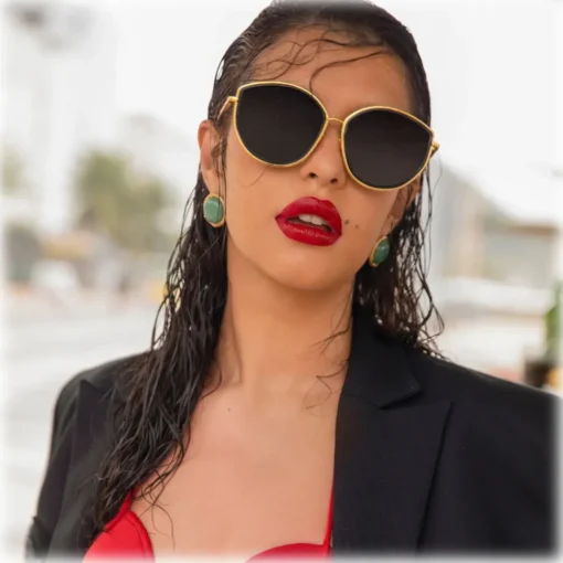 Linda Farrow - Samara Cat Eye Sunglasses in Yellow Gold - LFL1420C3OPT - Eyewear - Avvenice^ Sunglasses