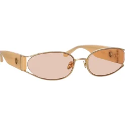 Linda Farrow - Shelby Cat Eye Sunglasses in Peach - LFL1157C5SUN - Eyewear - Avvenice