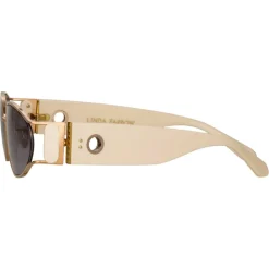 Linda Farrow - Shelby Cat Eye Sunglasses in Cream - LFL1157C3SUN - Eyewear - Avvenice^ Sunglasses