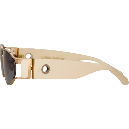 Linda Farrow - Shelby Cat Eye Sunglasses in Cream - LFL1157C3SUN - Eyewear - Avvenice^ Sunglasses