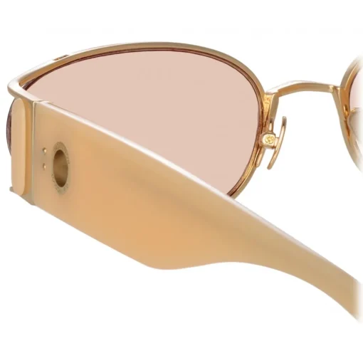 Linda Farrow - Shelby Cat Eye Sunglasses in Peach - LFL1157C5SUN - Eyewear - Avvenice