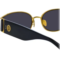 Linda Farrow - Shelby Cat Eye Sunglasses in Black - LFL1157C1SUN - Eyewear - Avvenice