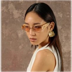 Linda Farrow - Shelby Cat Eye Sunglasses in Peach - LFL1157C5SUN - Eyewear - Avvenice